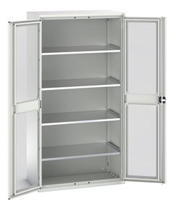 Verso Glazed Clear View Storage Cupboards for Tools with Shelves Verso 1050W x 550D x 2000H Window Cupboard 4 Shelves